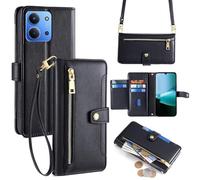 Wigento Faux Leather Case for Xiaomi Redmi 15C 5G / 4G with Zip Wallet and Chain Black