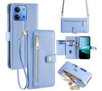 Wigento Faux Leather Case for Xiaomi Redmi 15C 5G / 4G with Zip Wallet and Chain Blue