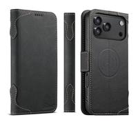 Wigento Flip Case for Apple iPhone 17 Pro Max, Compatible with MagSafe, Wallet Function, Stand Function, Shockproof, Faux Leather Mobile Phone Case (Black)