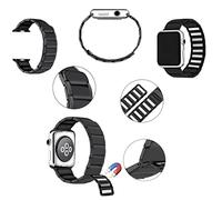 Wigento For Apple Watch Series 9 8 7 41/6 SE 5 4 40/3 2 1 38 mm Deluxe Magnetic Steel Replacement Strap Black Smart Watch