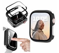 Wigento For Apple Watch Series 9 8 7 41 mm / 6 SE and 2023 2022 5 4 40 mm 2 in 1 Shockproof Hard Watch Case Cover + H9 Hard Glass Black