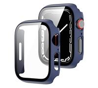 Wigento For Apple Watch Series 9/8/7 45 mm 2 in 1 Shockproof TPU Silicone Case Cover + H9 Hard Glass Blue
