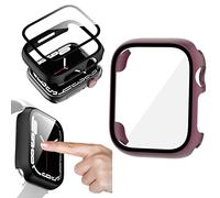 Wigento For Apple Watch Series 9 8 7 45 mm / 6 SE and 2023 2022 5 4 44 mm 2 in 1 Shockproof Hard Watch Case Cover + H9 Hard Glass Red