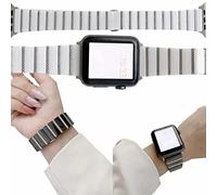 Wigento For Apple Watch Series Ultra 1 + 2 49 mm 9 8 7 45/6 SE 5 4 44/3 2 1 42 mm Deluxe Magnetic Steel Replacement Strap White/Silver Smart Watch