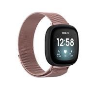Wigento For Fitbit Versa 4 + 3 / Sense 1+ 2 Magnetic Metal Watch Replacement Strap Pink