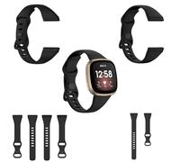 Wigento For Fitbit Versa 4 / Versa 3 / Sense Plastic/Silicone Strap for Men / Size L Black Watch
