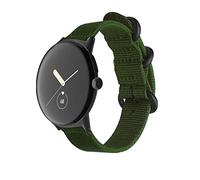 Wigento For Google Pixel Watch 1 + 2 Woven Nylon Style Strap with Steel Buckle Army Green/Black Smart Watch