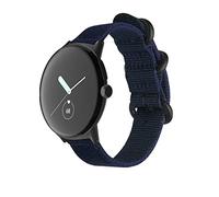 Wigento For Google Pixel Watch 1 + 2 Woven Nylon Style Strap with Steel Buckle D-Blue/Black Smart Watch