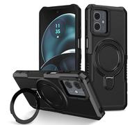 Wigento For Motorola Moto G84 5G Armor Magnetic Ring Cover Mobile Phone Case Cover Black