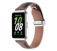 Wigento For Samsung Galaxy Fit 3 Slim Leather Wristband Litchi Texture Magnetic Buckle Dark Brown