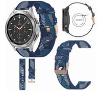 Wigento For Samsung Galaxy Watch 6/5/4 40 44 mm/Watch 5 Pro 45 mm/Watch 6/4 Classic 43 47 mm/42 46 mm Watch Woven Nylon Silicone Strap Replacement Sport Arm Band Blue