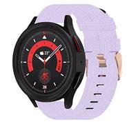Wigento For Samsung Galaxy Watch 6/5 / 4 40 44 mm/Watch 5 Pro 45 mm / Watch 6/4 Classic 43 47 mm / 42 46 mm Woven Nylon Silicone Strap Replacement Sport Arm Band Light Purple