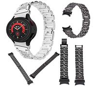 Wigento For Samsung Galaxy Watch 6/5/4 40 44mm/Watch 5 Pro 45mm/Watch 6/4 Classic 43 47mm/42 46mm Deluxe Replacement Strap Diamond Silver Stainless Steel Smart Watch