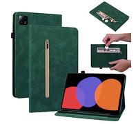 Wigento For Xiaomi Pad 6 / Pad 6 Pro 11 Inch Green Faux Leather Case Cover Tablet with Zip