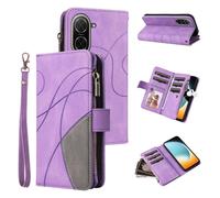 Wigento For Xiaomi Redmi A5 4G / Poco C71 Dual Colour Faux Leather Zipper Wallet Case Purple