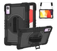 Wigento For Xiaomi Redmi Pad 2 / SE 11 Inch Stand Outdoor Hybrid Black 360 Degree with Hold-Loop Tablet Case Black