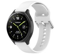 Wigento For Xiaomi Watch 2 High-Quality Silicone Solid Colour Bracelet Metal Buckle Watch Replacement Arm Band Size L White