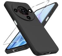 Wigento For ZTE Blade A76 5G Silicone TPU Protective Mobile Phone Case Black + 9H Hard Glass