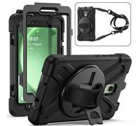 Wigento Hybrid Tablet Case for Samsung Galaxy Tab Active 5 360 Degree Silicone with Shoulder Strap and Holder Black