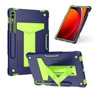 Wigento Hybrid Tablet Case for Samsung Galaxy Tab S9 / S8 / S7 Plus and FE Silicone Hybrid Tablet Case Robot Design with T Holder Green / Blue