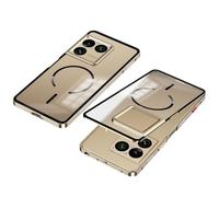Wigento Magnetic Case Bumper for Sony Xperia 1 VIII, Compatible with MagSafe, Metal Frame, Matte Design, Shockproof Phone Case (Gold)