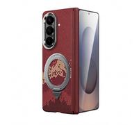 Wigento Magnetic Case for Samsung Galaxy Z Fold7 5G, with Rotating Tilt Stand, Camera Protection, Patterned Back, Shockproof Mobile Phone Case (Red + Ring)