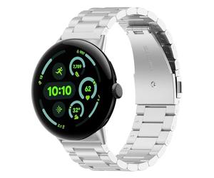 Wigento Metal Strap for Google Pixel Watch 4/3 45 mm, Quick Release, Adjustable, Breathable, Watch Strap (Black), Eine Grösse, Stainless Steel, No Gemstone