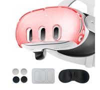Wigento Protective Case for Meta Quest 3 Protective Case Set 7-in-1 Red Glitter Gaming Accessories
