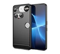 Wigento Protective Case for Nothing Phone 3 Carbon Fibre Brushed Design Texture TPU Black