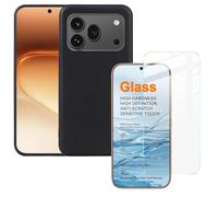 Wigento Protective Case + Protective Glass Set for Honor 600 Pro, TPU Case, 9H Screen Protector Glass, Camera Protection, 360 Degree Protection, Mobile Phone Case Set (Black)