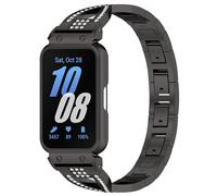 Wigento Replacement Bracelet for Samsung Galaxy Fit 3 Stainless Steel Diamond Design with Integrated Housing Black