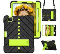 Wigento Shockproof Hybrid Tablet Case with Strap for Apple iPad Air 2020 4th Gen 10.9 / Air 2022 Black/Green