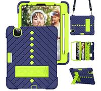 Wigento Shockproof Hybrid Tablet Case with Strap for Apple iPad Air 2020 4th Gen 10.9 / Air 2022 Navy Blue/Green
