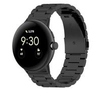 Wigento Stainless Steel Bracelet for Google Pixel Watch 4/3/2/1 45 mm, Folding Clasp, Adjustable, Robust and Elegant, Metal Watch Strap (Black)