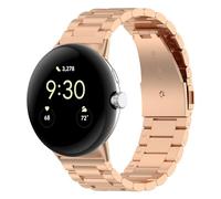 Wigento Stainless Steel Bracelet for Google Pixel Watch 4/3/2/1 45 mm, Folding Clasp, Adjustable, Robust and Elegant, Metal Watch Strap (Rose Gold)