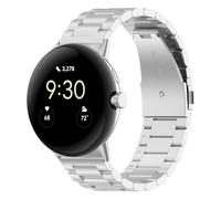Wigento Stainless Steel Bracelet for Google Pixel Watch 4/3/2/1 45 mm, Folding Clasp, Adjustable, Robust and Elegant, Metal Watch Strap (Silver)