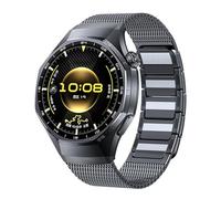 Wigento Stainless Steel Bracelet for Huawei Watch GT 6 Pro, Magnetic Clasp, Adjustable Breathable Metal Watch Band (Grey Titanium)