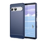 Wigento TPU Case for Sony Xperia 10 VII Carbon Fibre Design Texture Protective Cover Blue