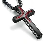 WIGERLON Baseball Cross Necklace for Men with Bible Verse - Stainless Steel Religious Pendant, Christian Sports Jewelry Gift for Men Him As Valentines Day, Christmas, Birthday Gift, 60, Stainless