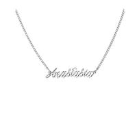 WIGERLON Custom Name Necklace Personalized Pendant 18k White Gold Plated for Women, Metal