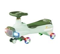 Wiggle car Fun Light Up Car Scooter With Music Light-up Wheels Realistic Headlights Anti-Rollover Wiggle Cars swing cars(Grn)