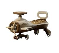 wiggle car Kids Ride On Car Airplane Wiggle Car with Music Light And Silent Flash Wheel for Indoor/Outdoor Toy Vehicl ride on toys(Brown)