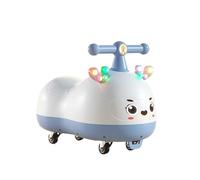 Wiggle Car Peanut Shape Wiggle Car For Kids With Music Light Anti-Rollover Silent Flash Wheels Multifunctional Swing Card(Blu,With music)