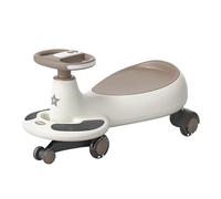 Wiggle Car Ride on Toy with music Twist Swivel Wiggle Car with LED Flashing Wheels Kids Swivel Cars for 3 Year and UP Swing Card(Brown)