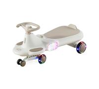 Wiggle Car Twisted Bike with Music Roll Flash Wheels Cool Lights Anti-Rollover for Boys Girls Indoor Outdoor Toy Swing Card(Beige)