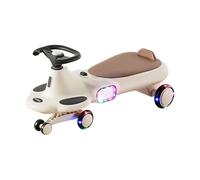 Wiggle car Twisted Bike with Music Roll Flash Wheels Cool Lights Anti-Rollover for Boys Girls Indoor Outdoor Toy swing cars(Brown)