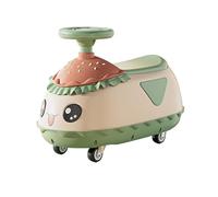 Wiggle Car Wiggle Car for Kids Ride on Toys Cute Hamburger Shape Twist Cars with Anti-roll Design Music Lights Swing Card(Grn)
