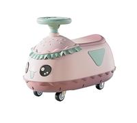 Wiggle Car Wiggle Car for Kids Ride on Toys Cute Hamburger Shape Twist Cars with Anti-roll Design Music Lights Swing Card(Rose)