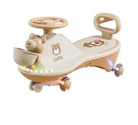 Wiggle Car Wiggle Car Light-up Wheels Anti-Rollover just Twist Wiggle and go Best Ride-on Toy for Boys Girls Swing Card(Brown,Flashing wheel)