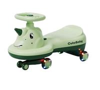 Wiggle Car Wiggle Car With Music Light Silent Flashing Wheels Ride-on Toy For Boys Girls 1-6 Years Old Swing Card(Grn,Flashing wheel)